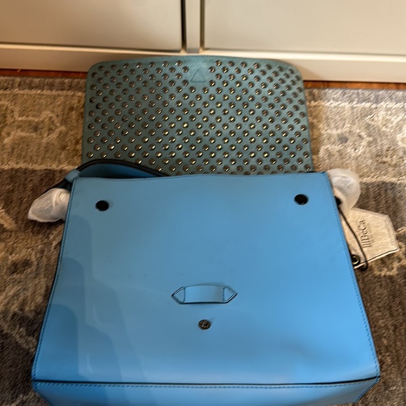 🎀🆕 Blue Studded Leather Crossbody IIIbeca by Joy Gryson - Picture 4 of 10